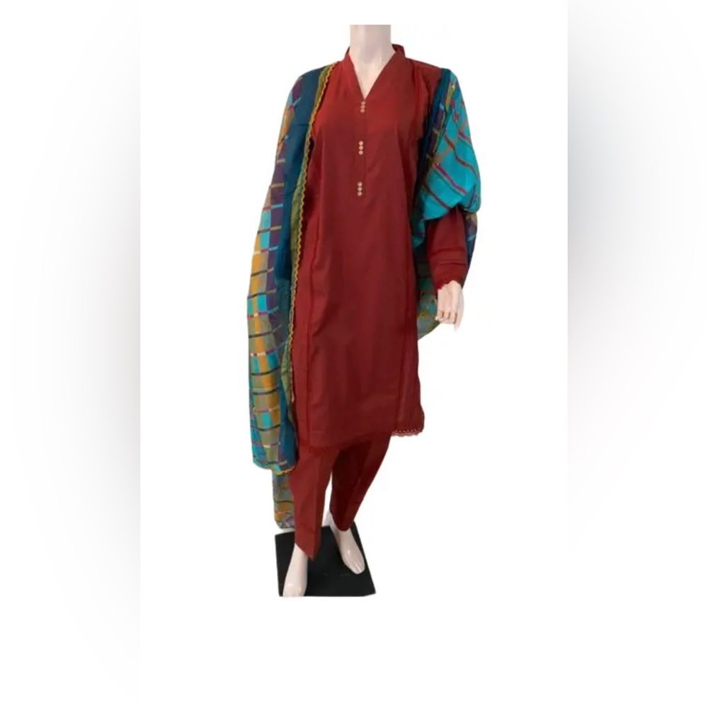 Pakistani/Indian Dress Shalwar Kameez stitched (3PC) (Lawn)  HC020